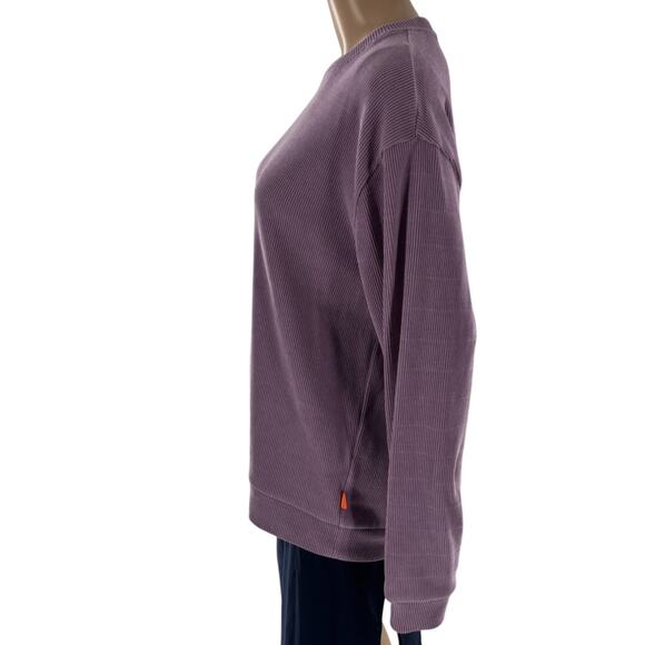 Negative Space Purple Ribbed Chenille Crewneck Long Sleeve Pullover - Picture 6 of 10